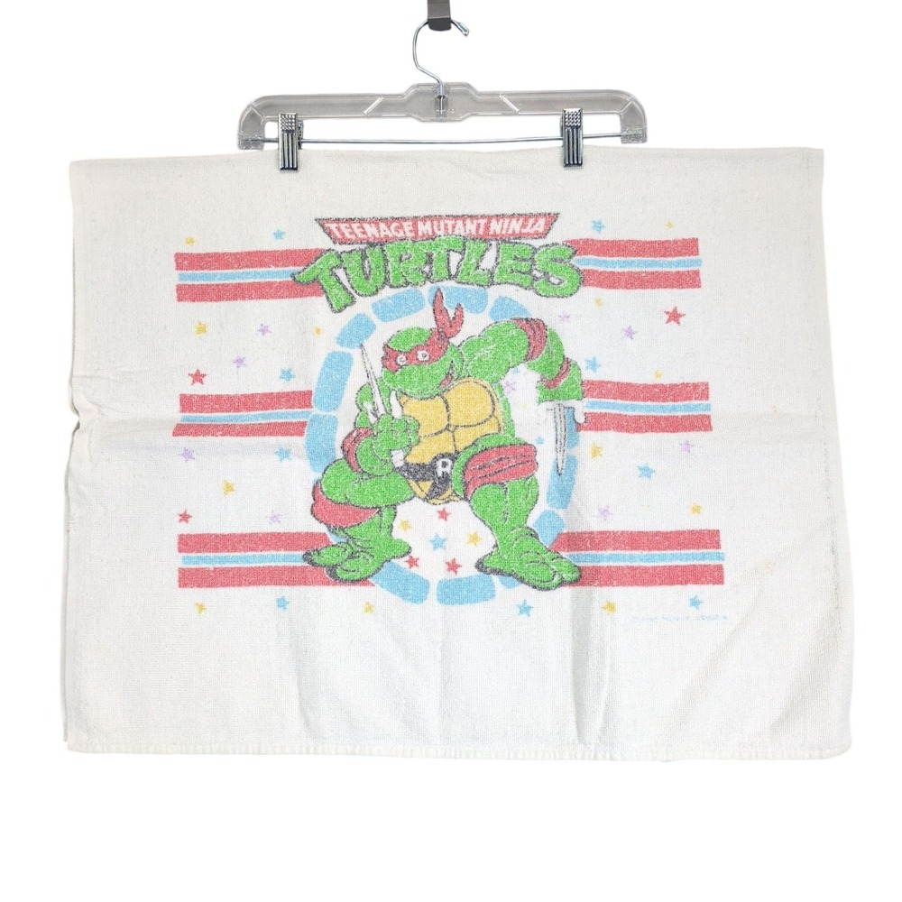 Vintage 1989-90s Dundee TMNT Kids Bath‎ Towel Raphael USA Made 40x26"